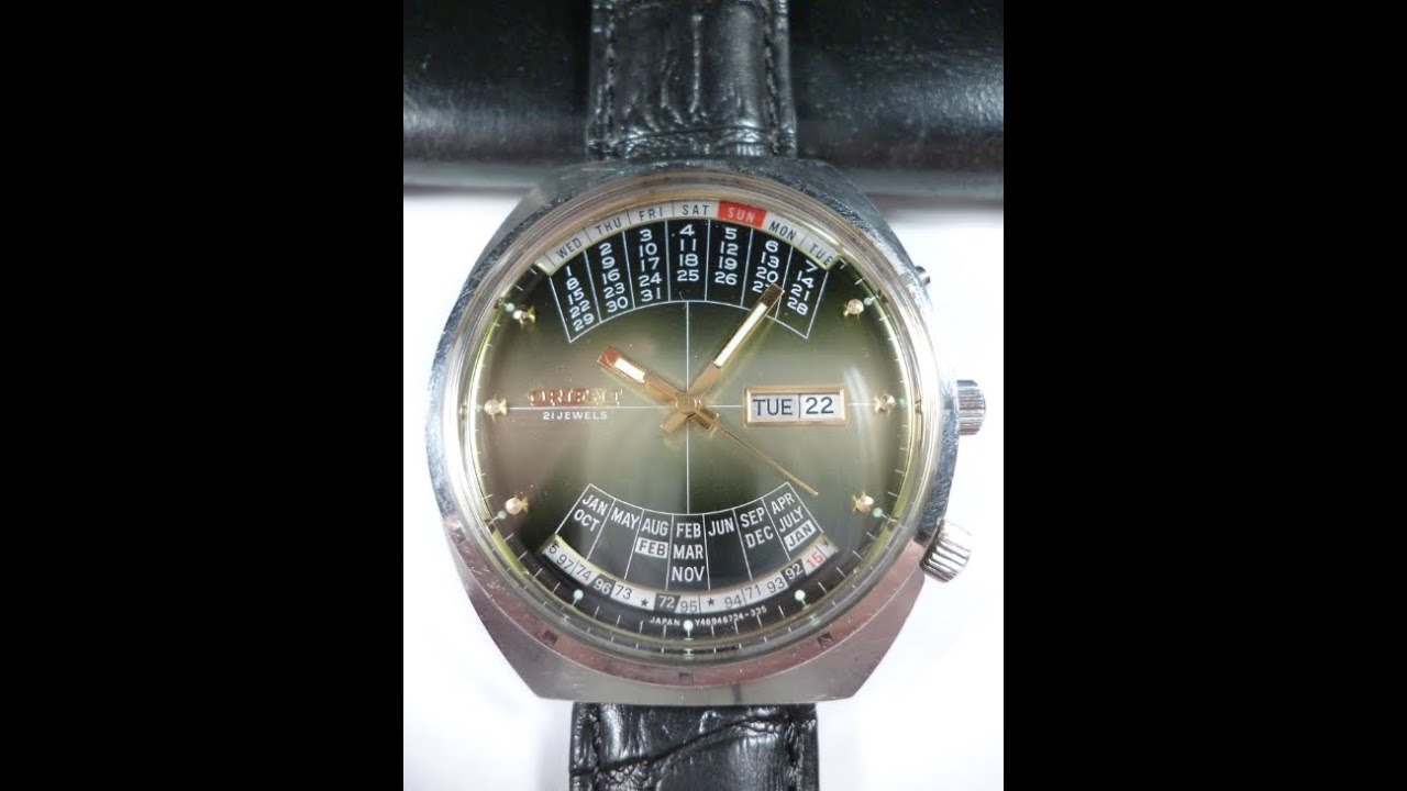 ORIENT Multi Calendar Day Automatic 21 jewels Vintage Japan Men Wrist Watch Rare