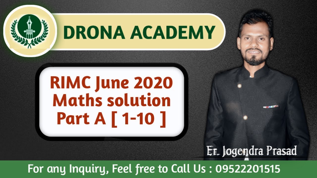 RIMC June 2020 Maths Solved Paper [ 1-10 ] | Drona Academy | On Educo