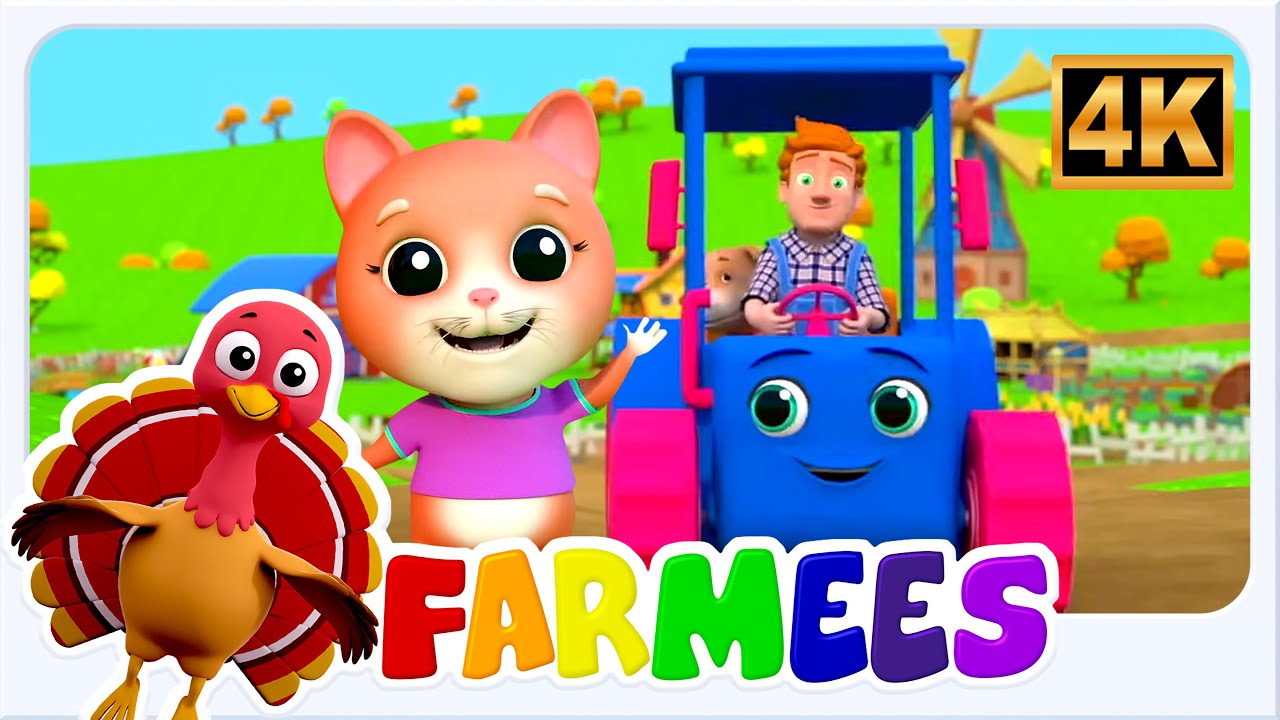 Wheels on the Tractor | Animated Farm Song for Kids
