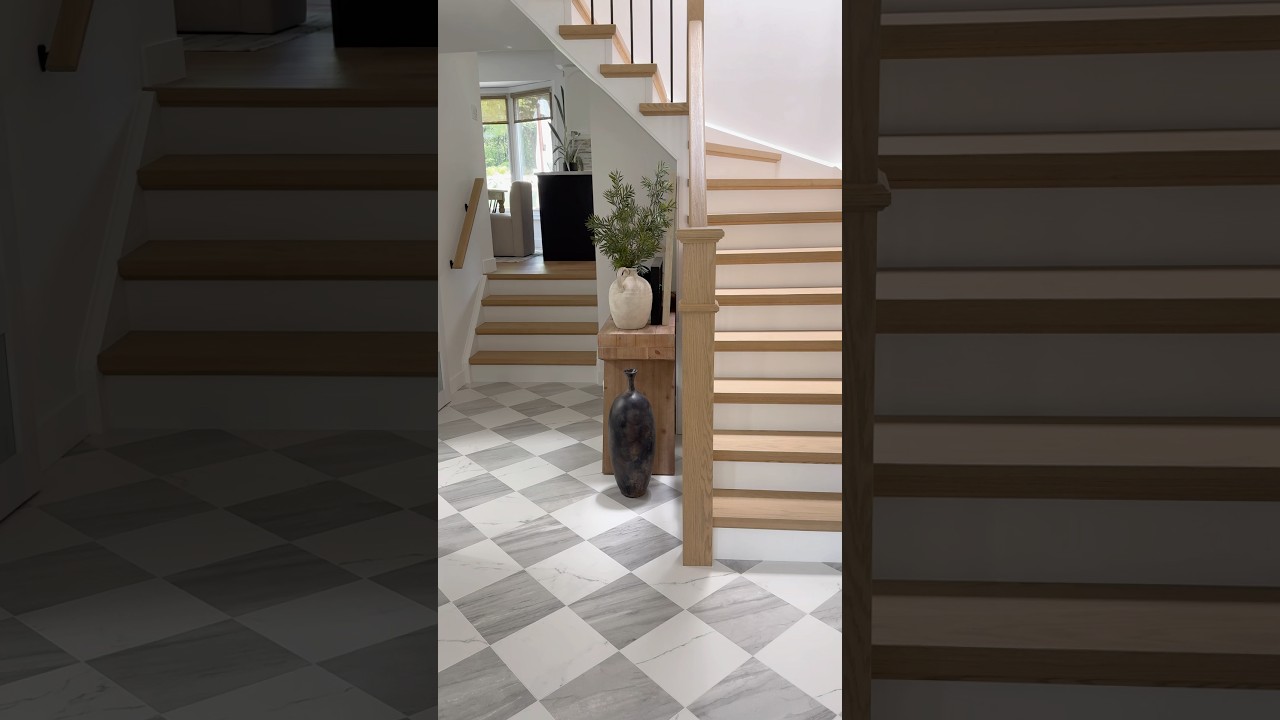 BEFORE & AFTER FOYER🫶🏼#beforeandafter #staircase #renovation #homedesign #homeinterior #home