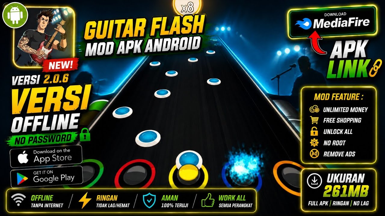 DOWNLOAD!! Guitar Flash Mod Version 2.05 | Unlimited Money & Unlock all | Download MediaFire