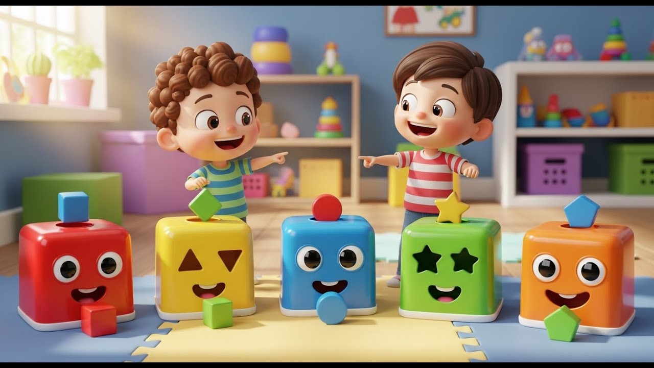 Cinco Pequenos Brinquedos de Encaixe de Formas | Cores e Lógica para Crianças