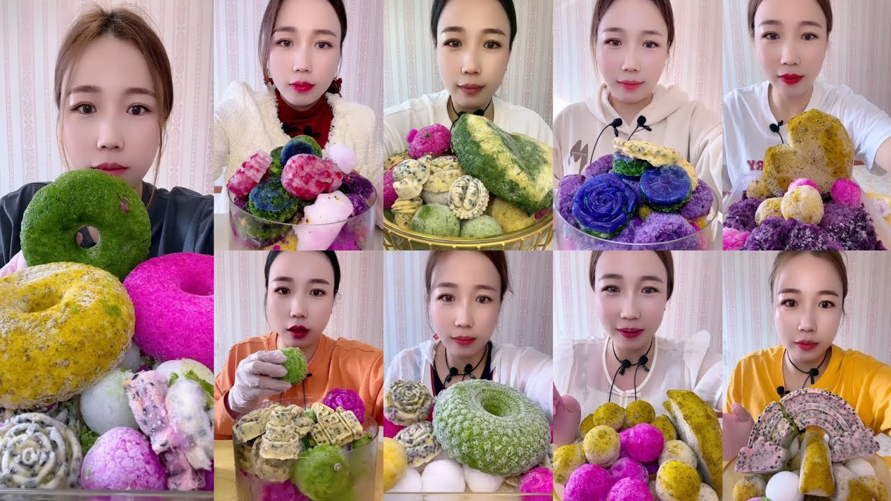 ASMR QIAN ICE EATING | COLORFUL DIFFERENT SHAPES ICE EATING