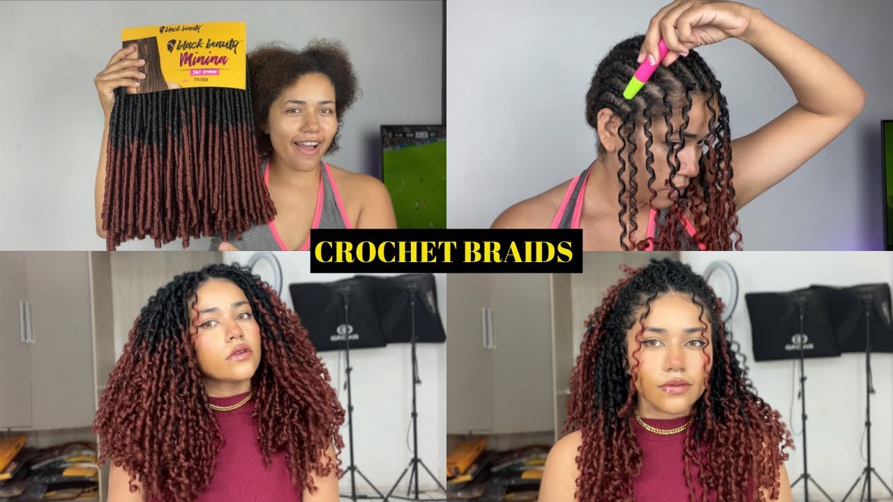Colocando cabelo sozinha/ Crochet Braids fibra sintética
