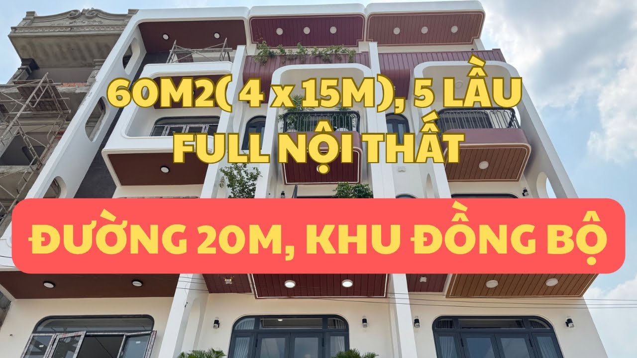 Nhà Bình Tân, 60m2( 4 x 15m), 5 lầu, Full nội thất, đường trước nhà 20m, gần bệnh viện Quận