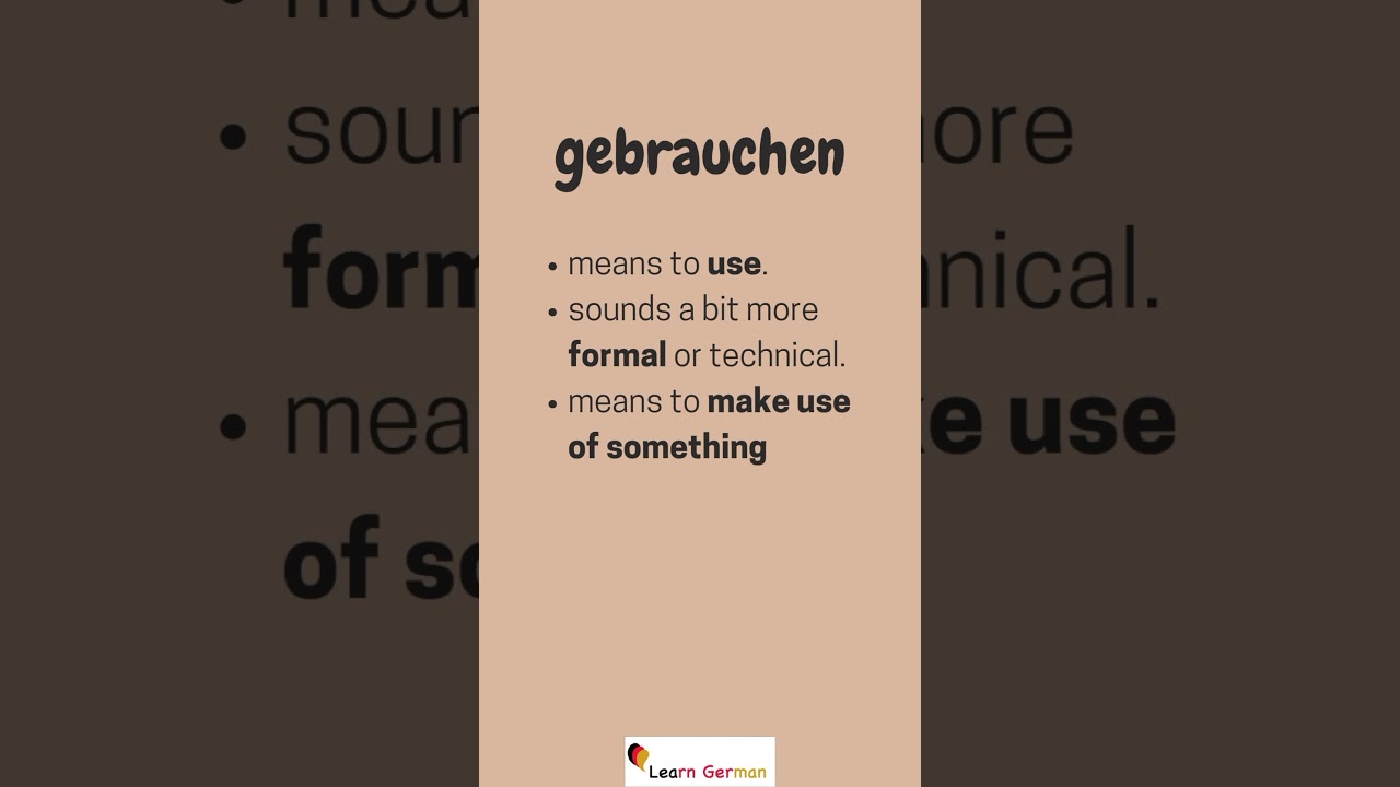 brauchen oder gebrauchen? -  Similar Verbs | #learngerman | #shorts