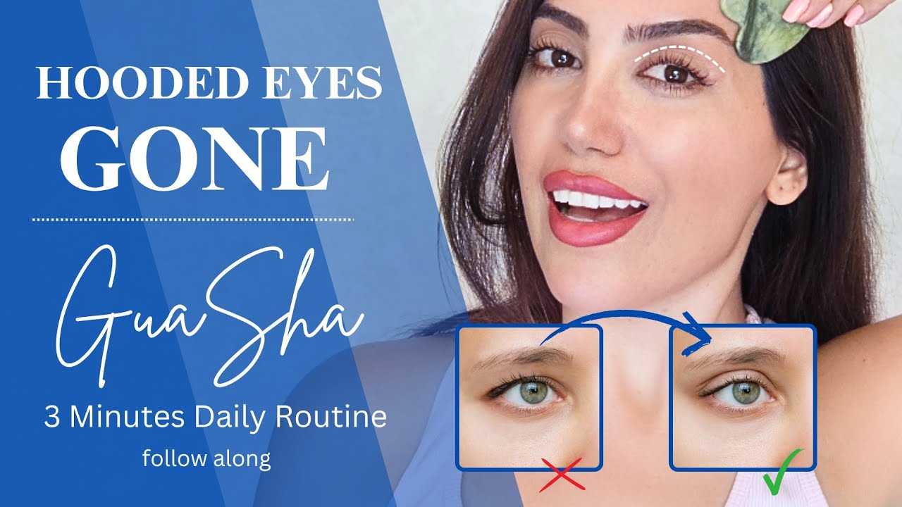 HOODED EYES 3-Minute Gua Sha Routine (Beginner-Friendly) 🤩👌✨️ #hoodedeyes #guasha #faceyoga