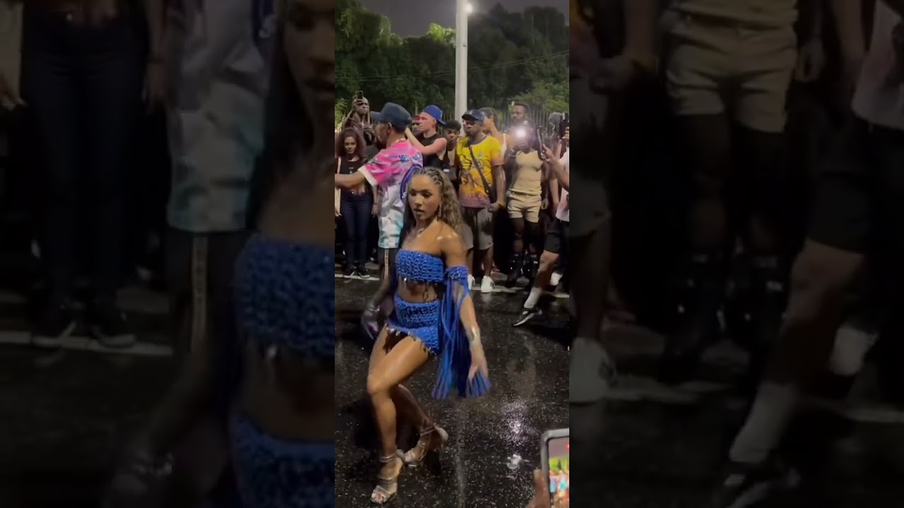 Mayara lima no primeiro ensaio de rua do Tuiuti 2025 em baixo de chuva