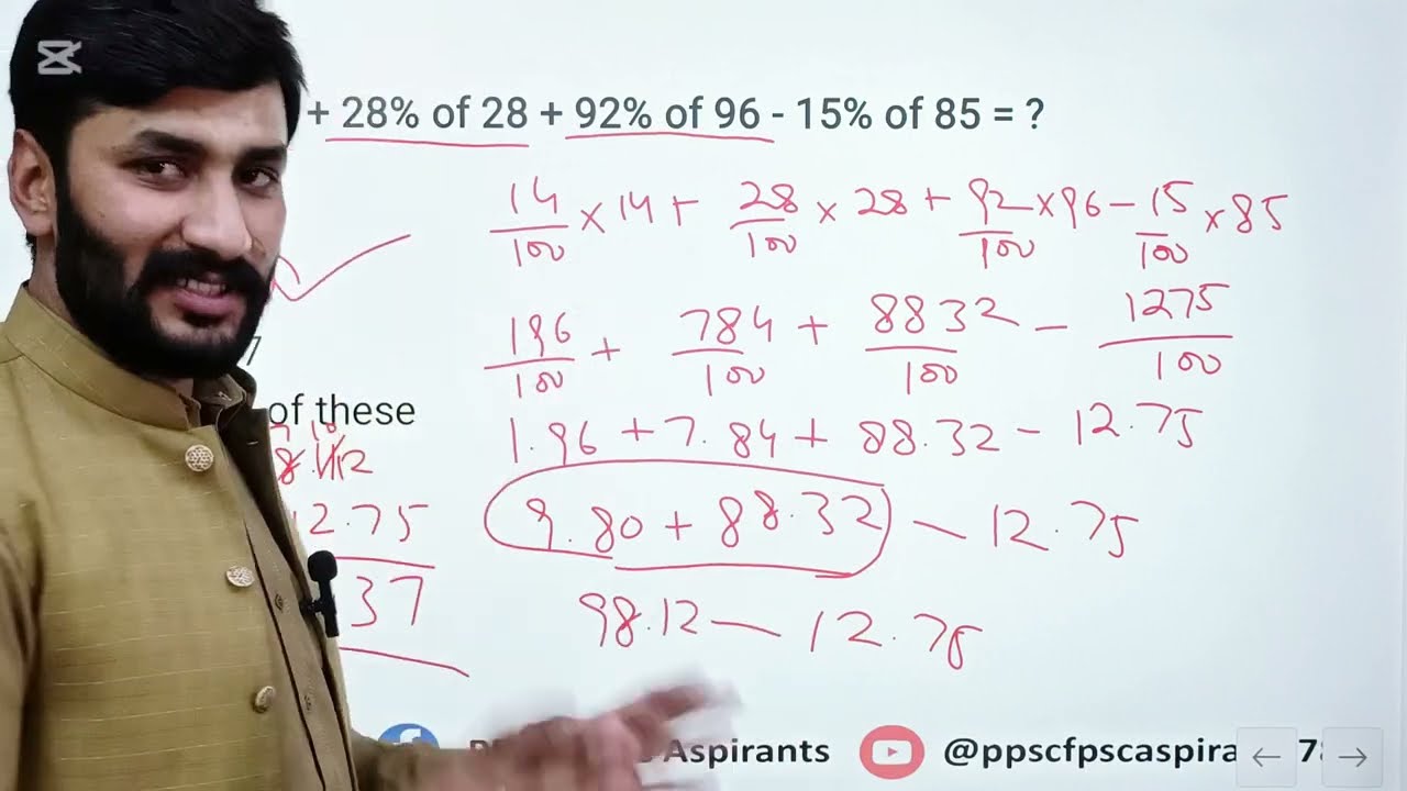 Math Lec 12 | Percentage Section | Ep: 128 | PPSC FPSC Aspirants | Aashir Jutt