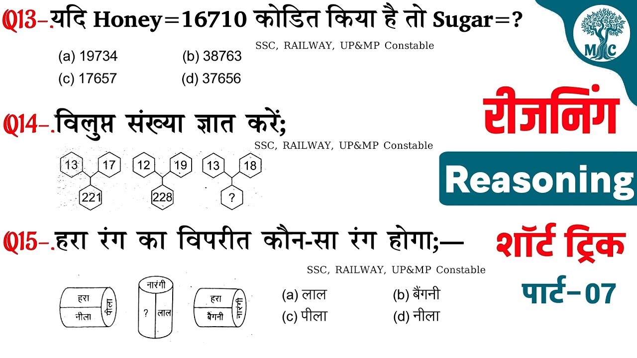 REASONING प्रैक्टिस Set→07 || UP&MP Constable | Group—D | NTPC || Mori Classes