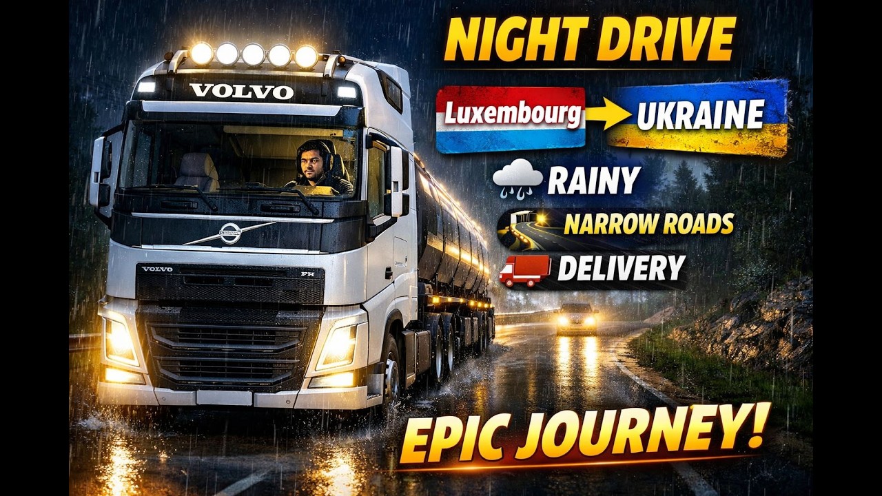 Volvo Truck Night Drive 🌧️ | Luxembourg to Ukraine | ETS2 Realistic Gameplay Hindi Commentary