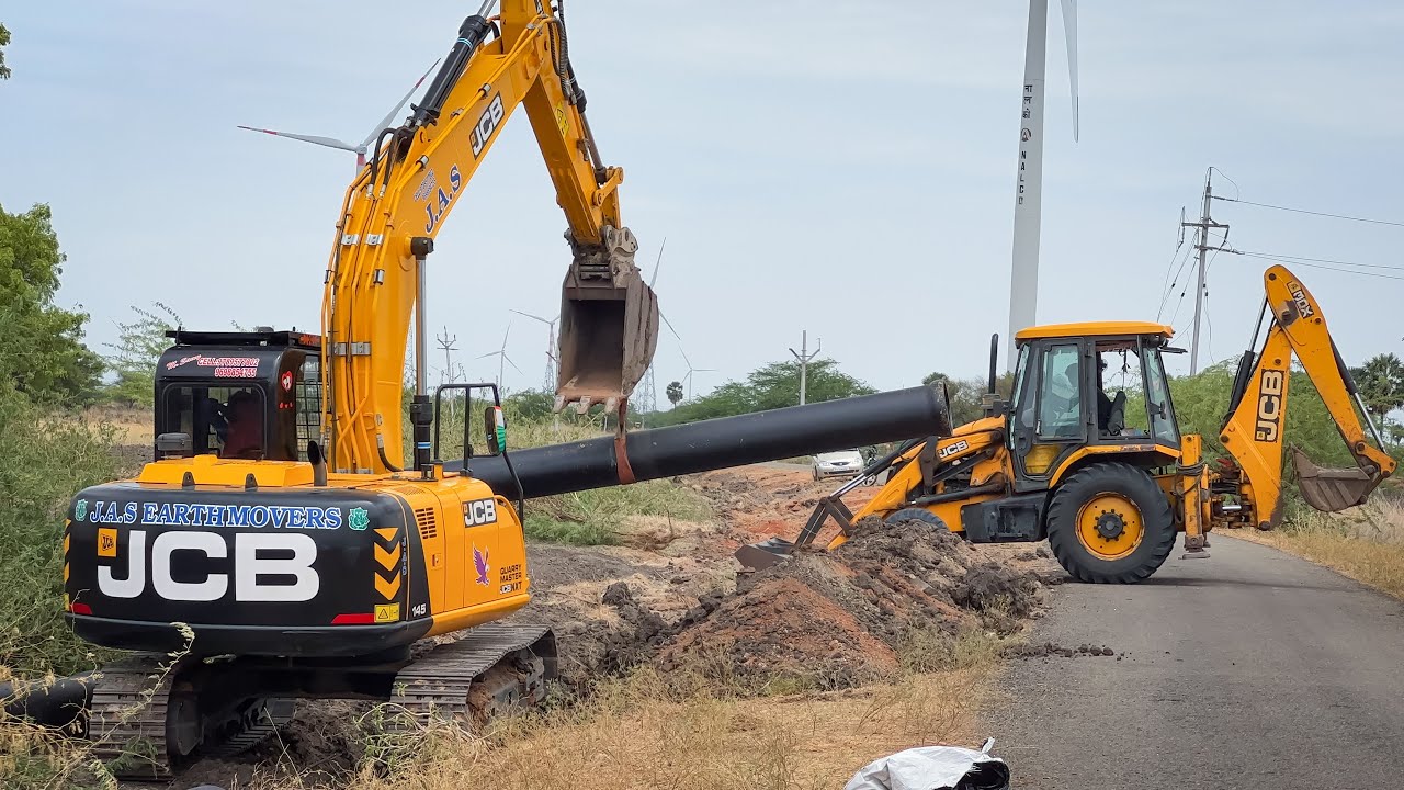 JCB 145 Excavator vs JCB 3DX Pipeline dig and installation after that Backfilling | Jcb Excavator