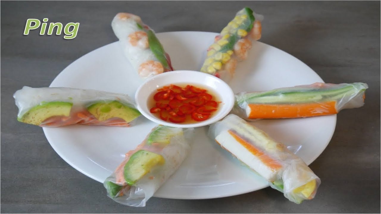Vietnamesische Sommerrollen sind genau das Richtig für den Sommer/Reispapierblätter mit Salat