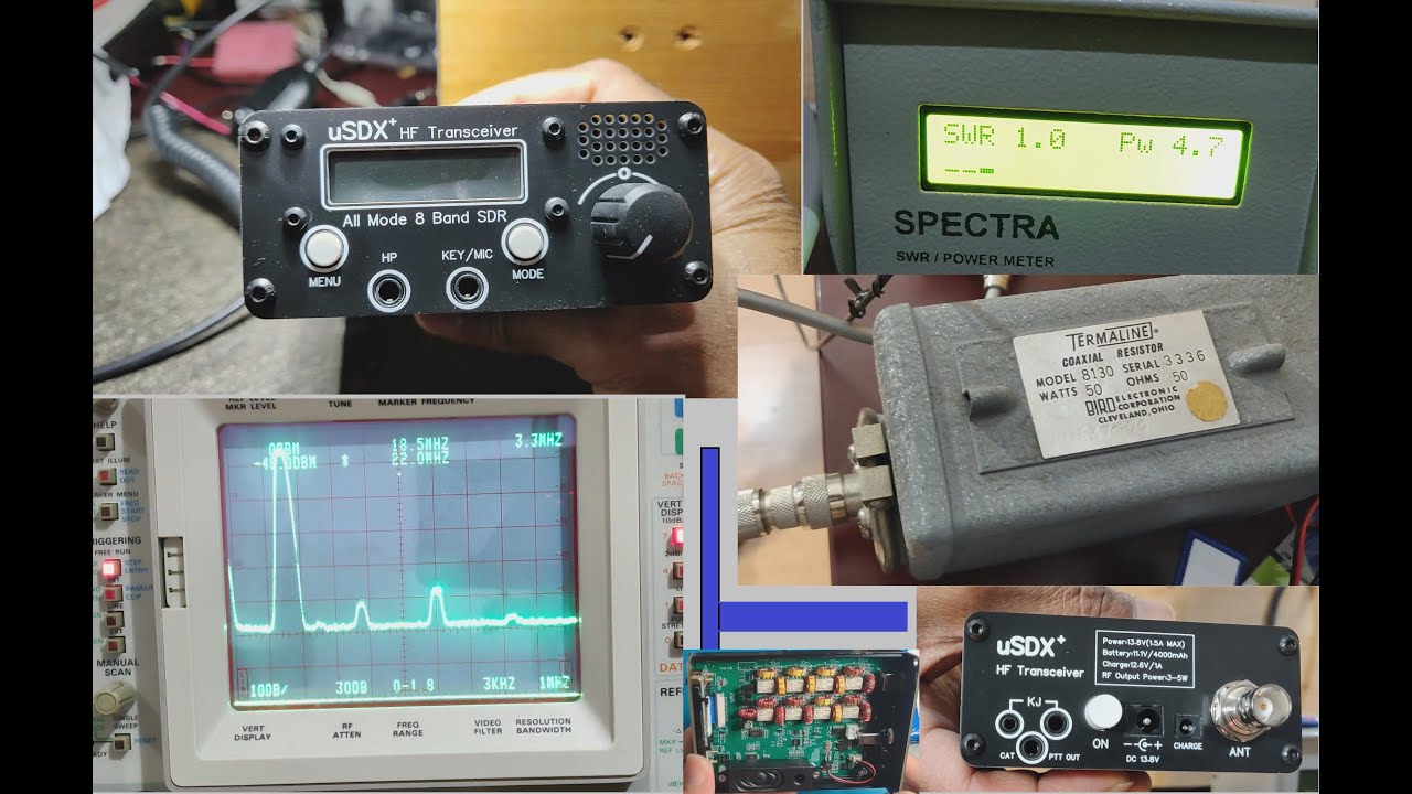 uSDX+ | 8 Band SDR | SSB/CW QRP All Mode HAM Transceiver |  Output Spectrum measurement | Tek 495P