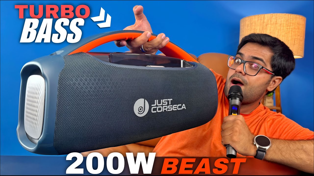 This SPEAKER provides *TURBO BASS* 😲🔥 JUST CORSECA SUPERBOOM 200W Bluetooth Speaker ⚡⚡