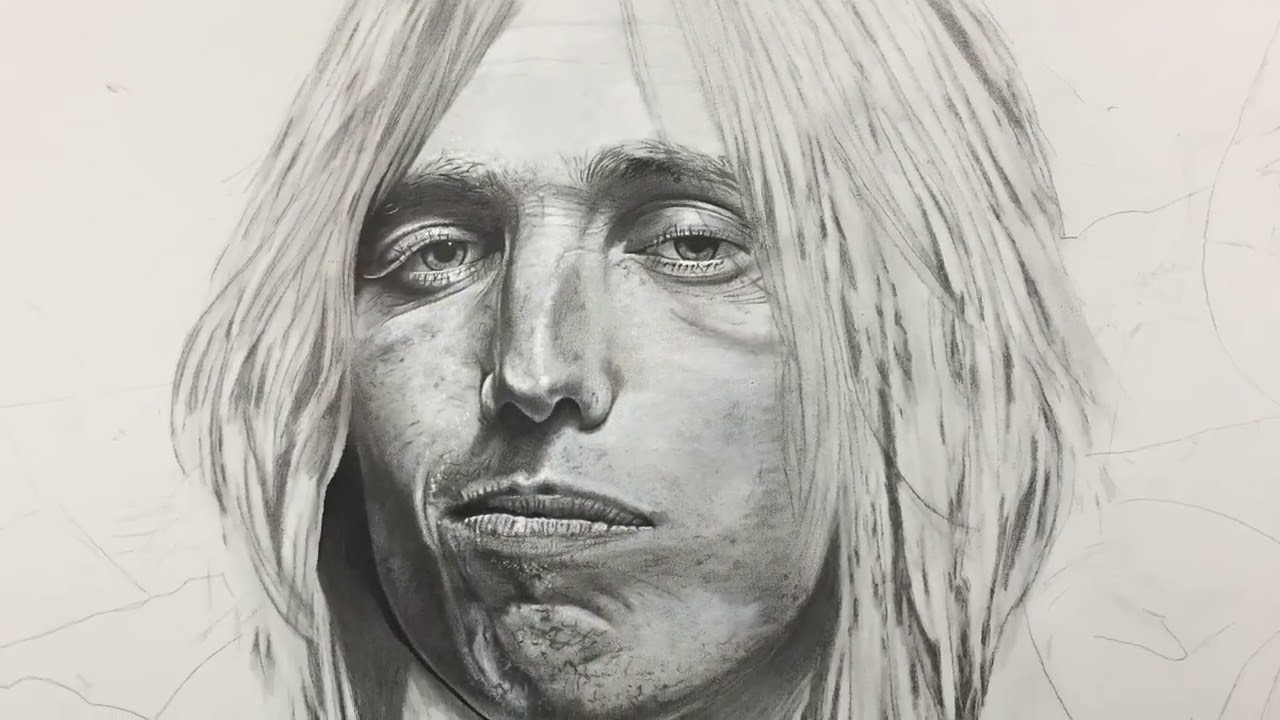 The Making of “Southern Accent” Tom Petty Painting -mixed media, canvas 70 hrs... mjpfaux.com