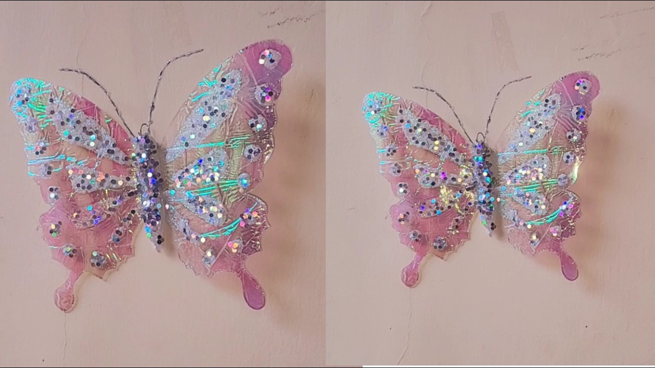 mariposa tornasol para ventana. Reusa botellas plásticas.