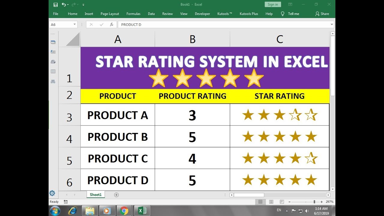 #312 How To  Make Product Star Rating System in Excel Hindi