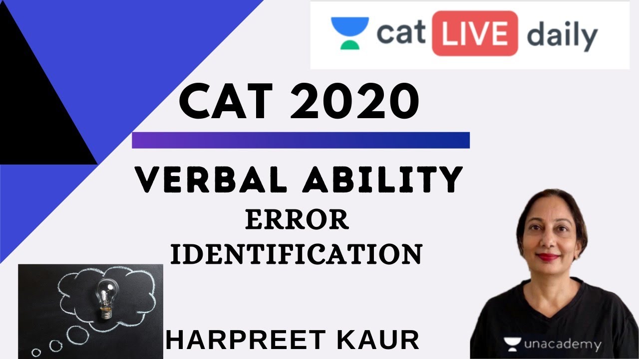 Unacademy CAT | Verbal Ability - CAT 2020 | Error identification | By Harpreet Kaur