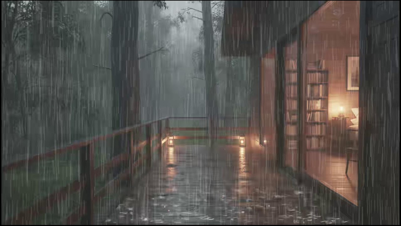 Gentle Rain at a Forest Cabin 🌧 Deep Sleep Rain Sounds for Insomnia Relief