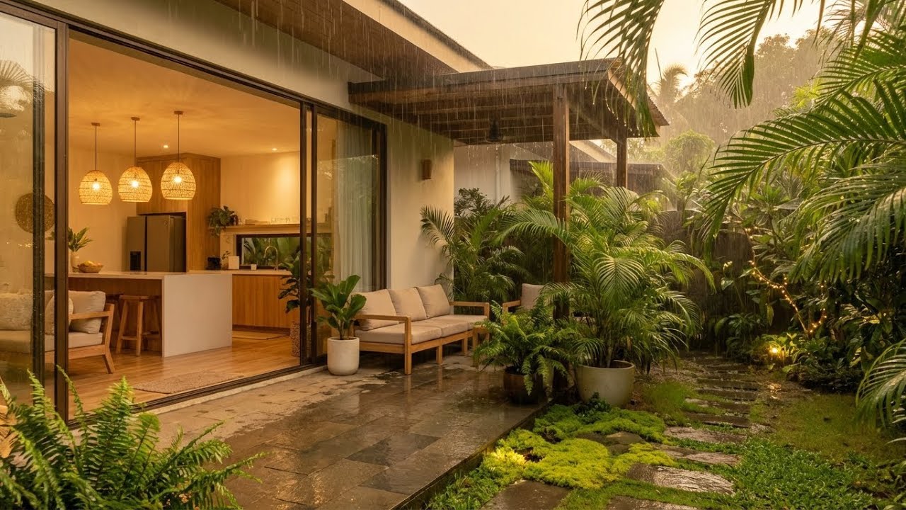 [Soulful Calm] Soft Rain & Felt Piano on Warm Rainy Patio for Instant Anxiety Relief Now ✨
