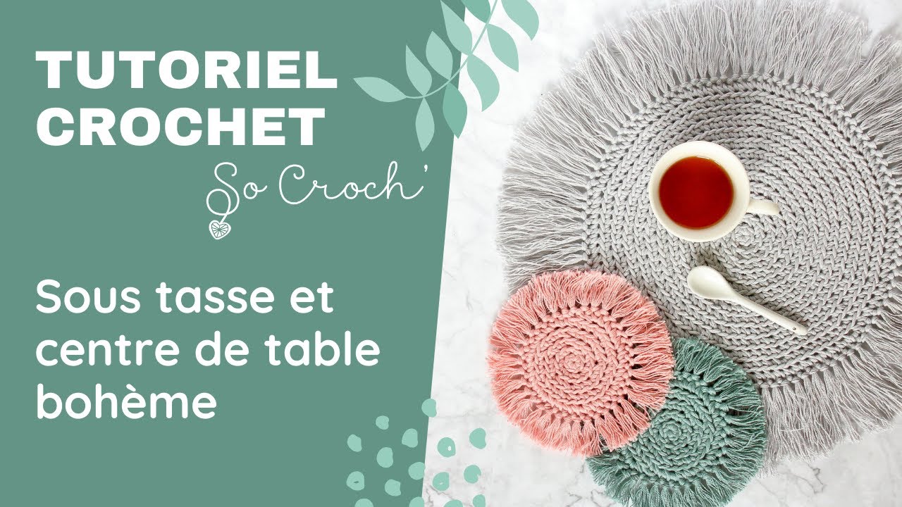 Sous tasse crochet façon macramé, Centre de table au crochet, Tuto crochet boheme - So Croch'