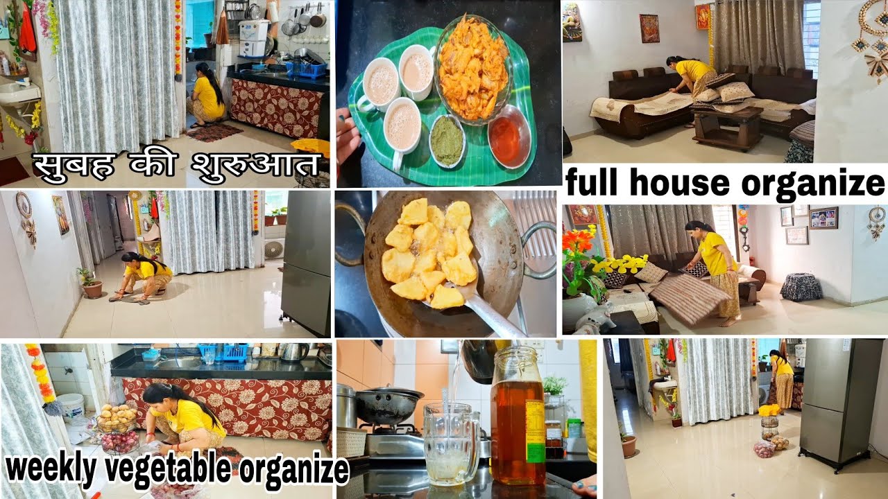  ✅️Indian mom stress free  Morning cleaning routine weekly vegetable organize,  