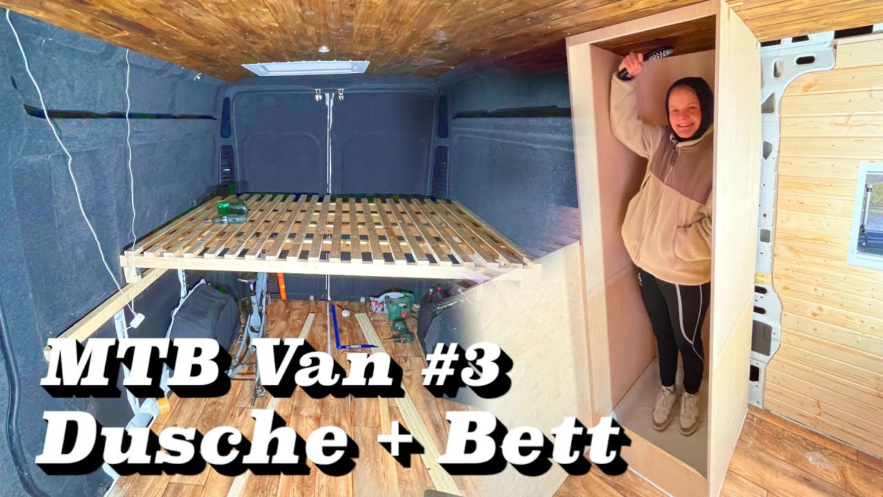 MTB Camper Van #3 | Die Möbel kommen DUSCHE, BETT, DECKE | 4K | Julian Schneider