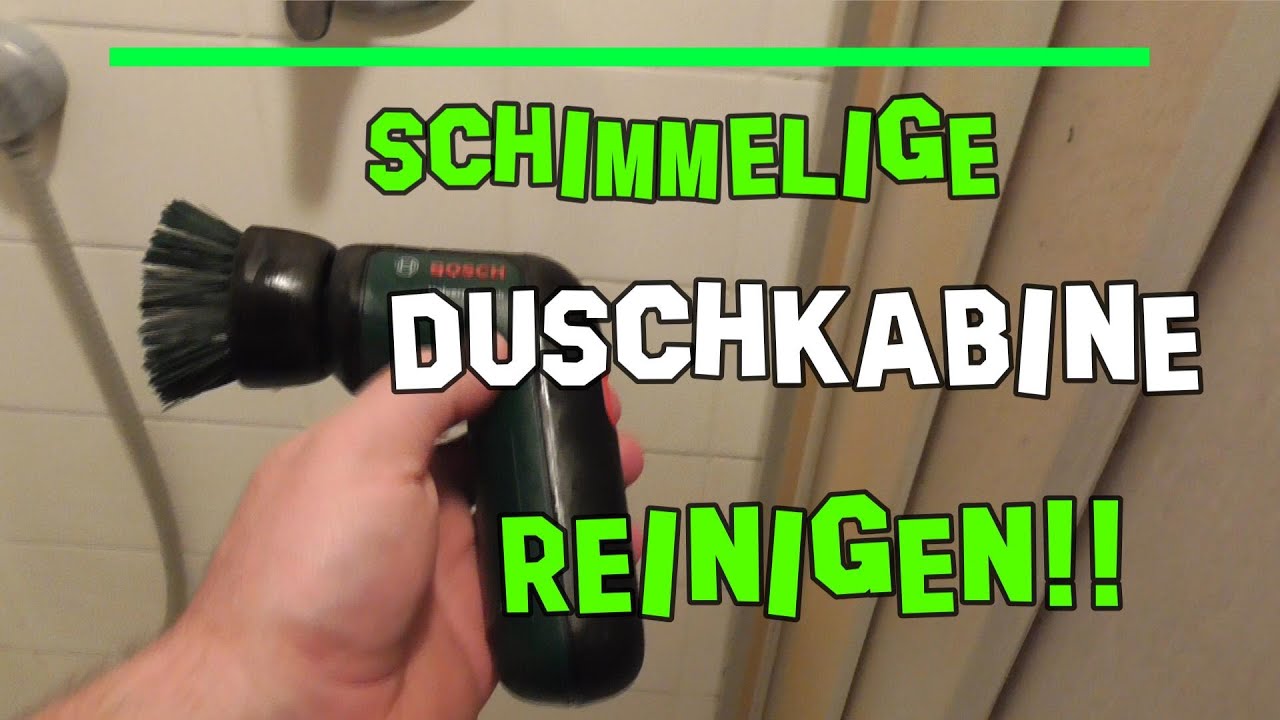 Schimmelige Duschkabine Dusche reinigen Stockflecken beseitigen mit Akku Bürste von Bosch