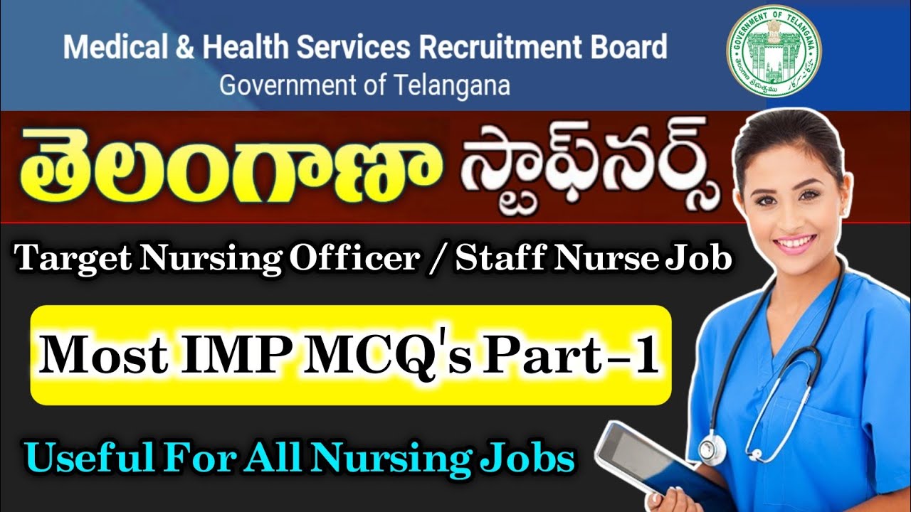 TG Nursing Officer Most Important MCQ's Part-1 | Telangana MHSRB Staff Nurse Online Classes | MHSRB
