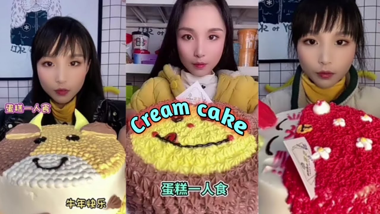 Asmr cream cake party Mukbang show 🎂