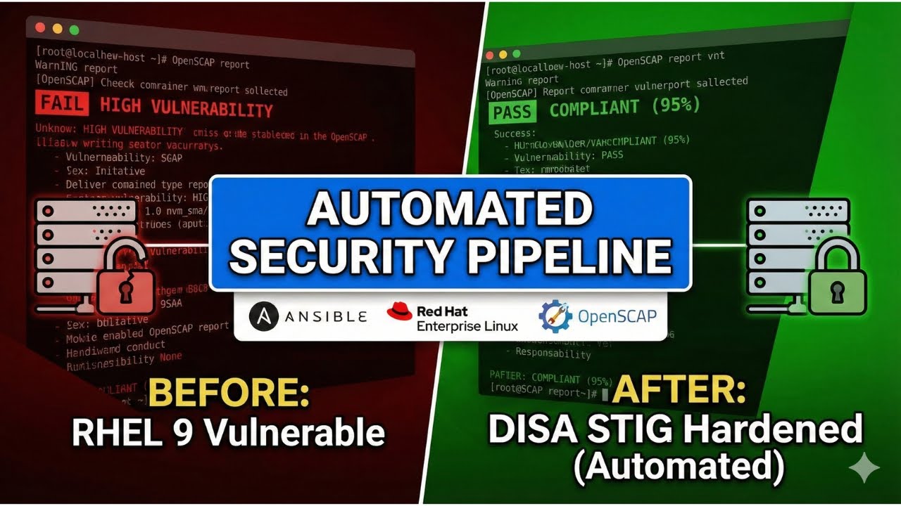 Automating DISA STIG Compliance: RHEL 9 Hardening Pipeline with Ansible & OpenSCAP