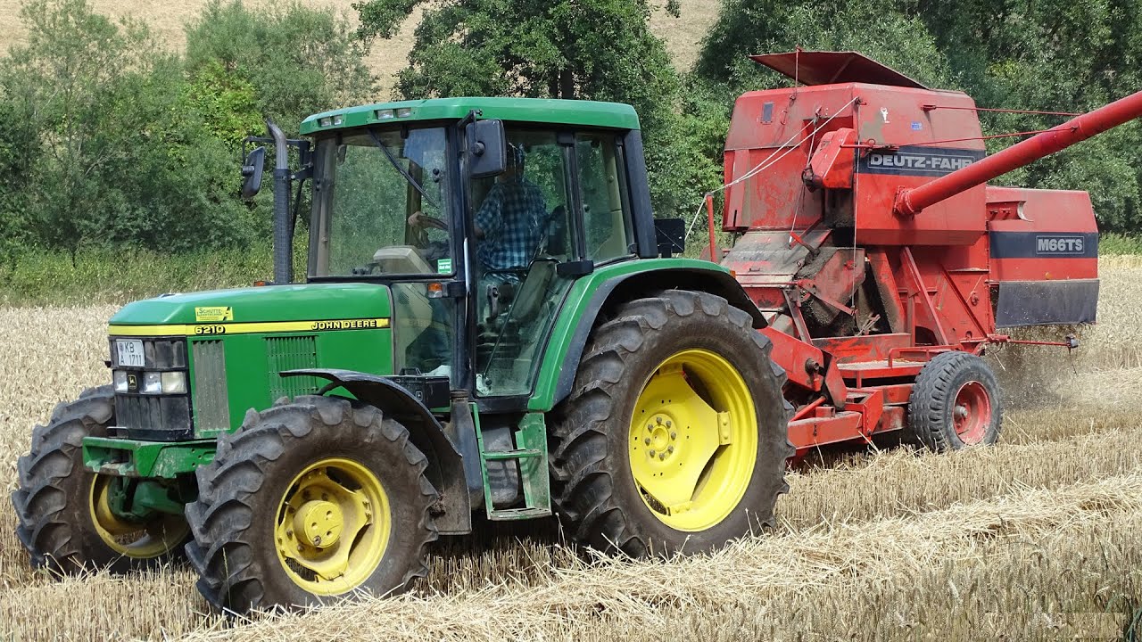 Grain harvest | John Deere 6210 + Deutz-Fahr M66TS | Graan dorsen | Getreideernte | Diemelsee