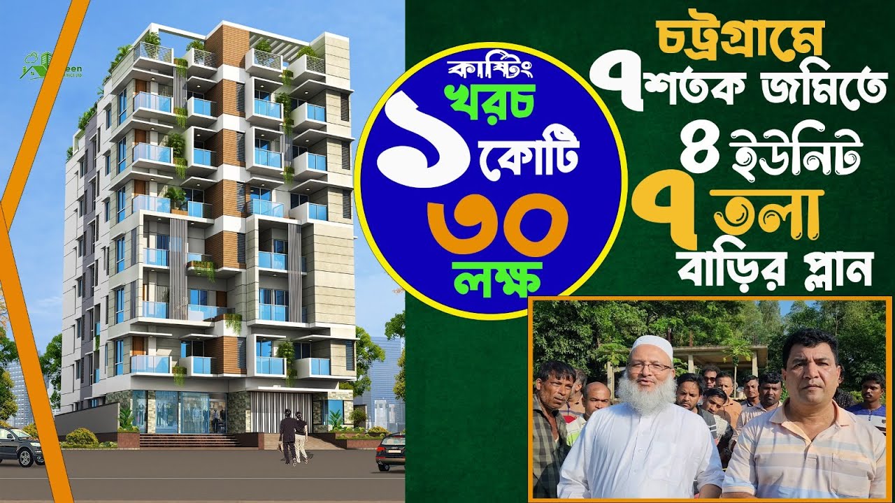 চট্রগ্রামে ৭ শতক জমিতে ৪ ইউনিট ৭ তলা বাড়ির প্লান কাস্টিং খরচ ১ কোটি ৩০ লক্ষ|7 storied Building plan