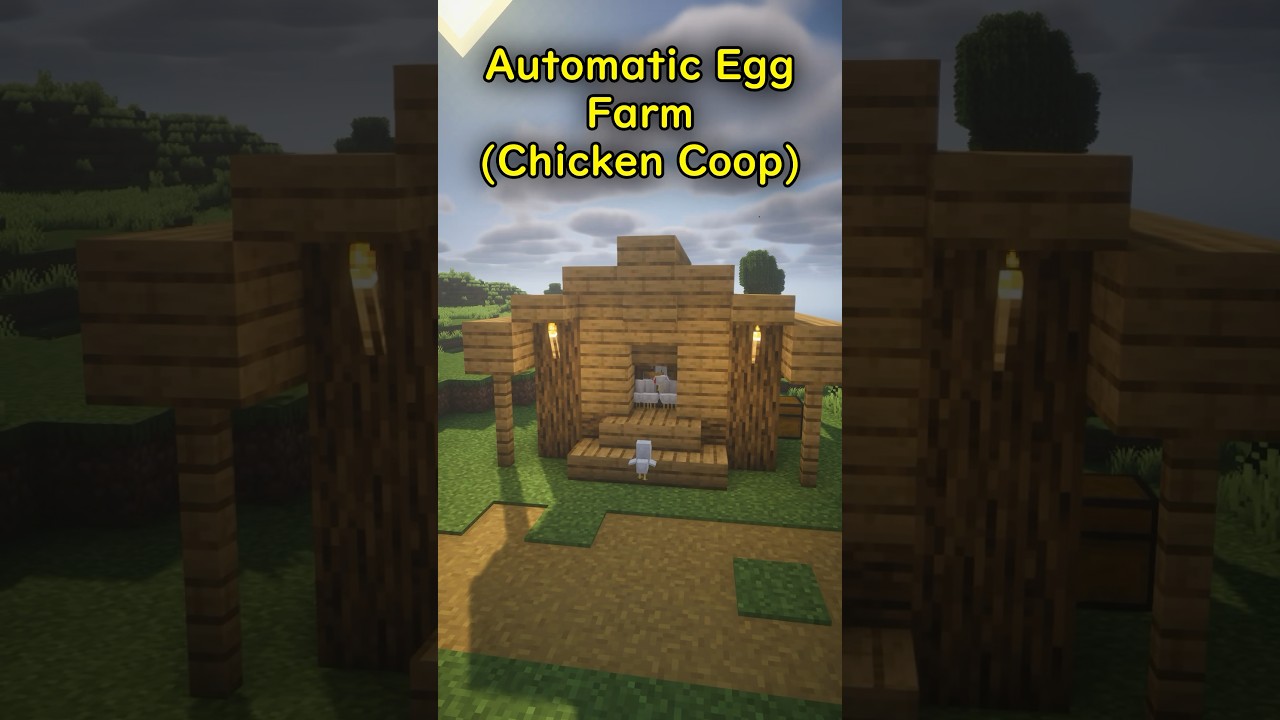 Automatic Egg Farm (Chicken Coop) 🥚 #minecraft #minecraftbuild #minecraftideas