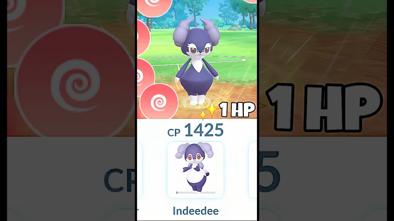 1 HP Male Indeedee Destroy Grunt Badly in PokemonGo