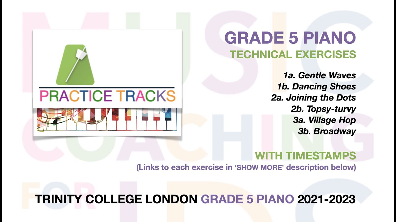 TRINITY GRADE 5 PIANO TECHNICAL EXERCISES 1a 1b 2a 2b 3a 3b PRACTICE TRACKS & SHEET MUSIC (2021-23)