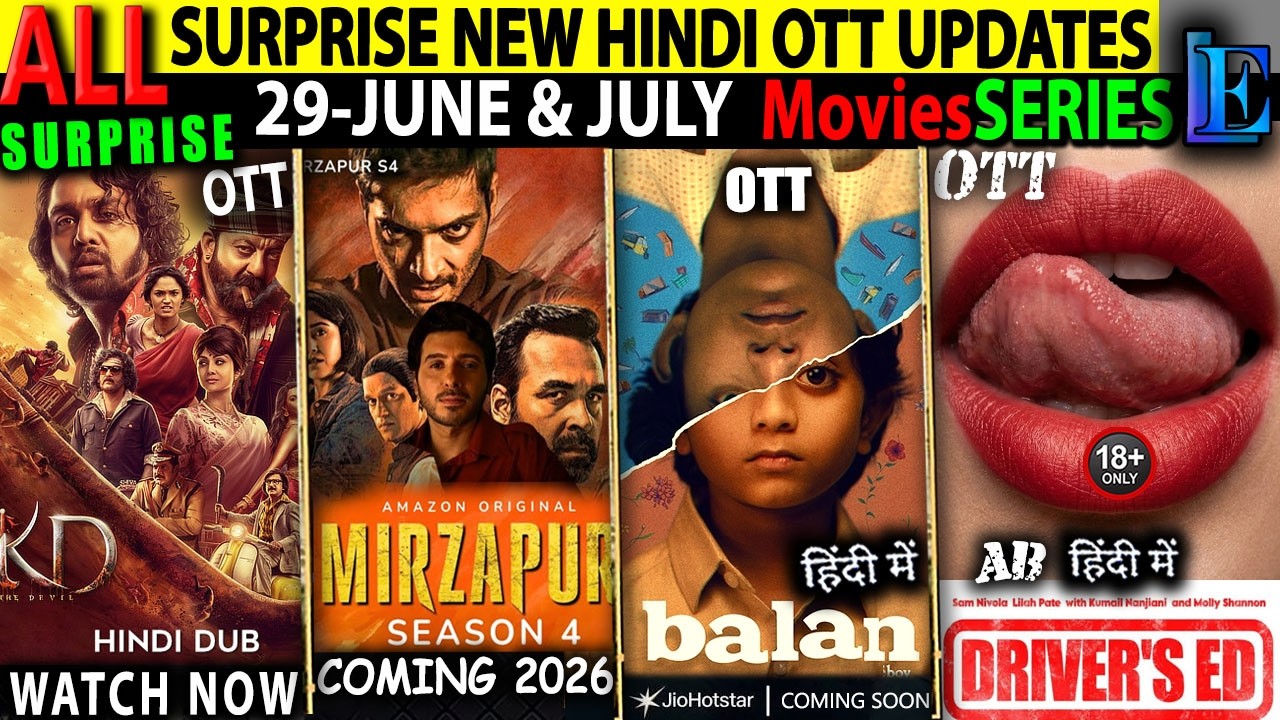 Today NEW OTT Release 29June & July l KD-Mirzapur4-BalanThe Boy HindiMovieSeries