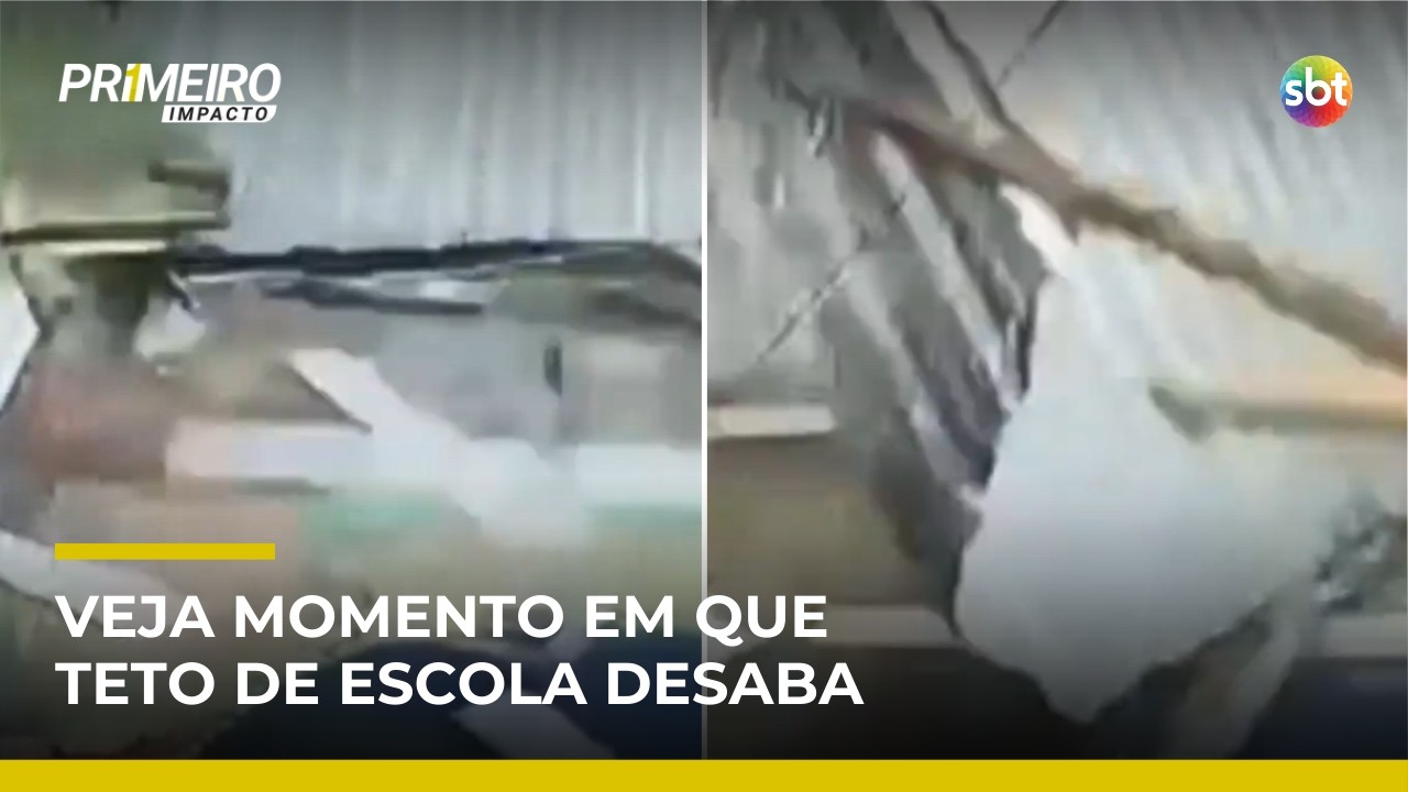 SC: teto de escola desaba após fortes chuvas e causa prejuízo de R$ 1 milhão | #PrimeiroImpacto