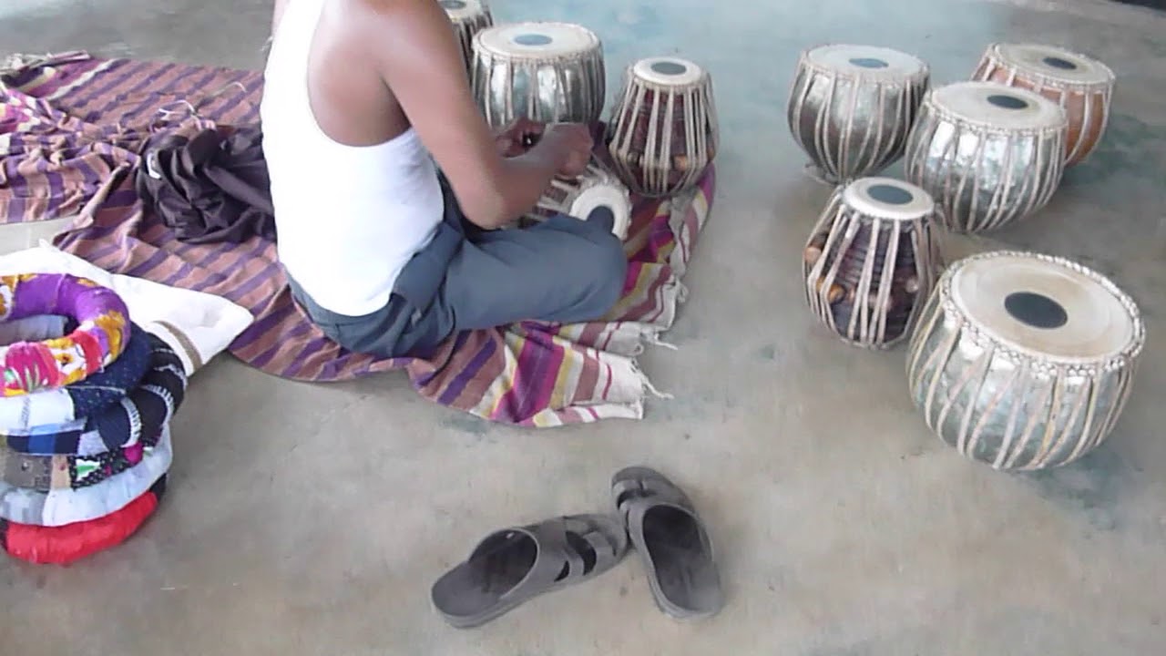 Tuning our Tabla's at Mathieson Music School Kolkata