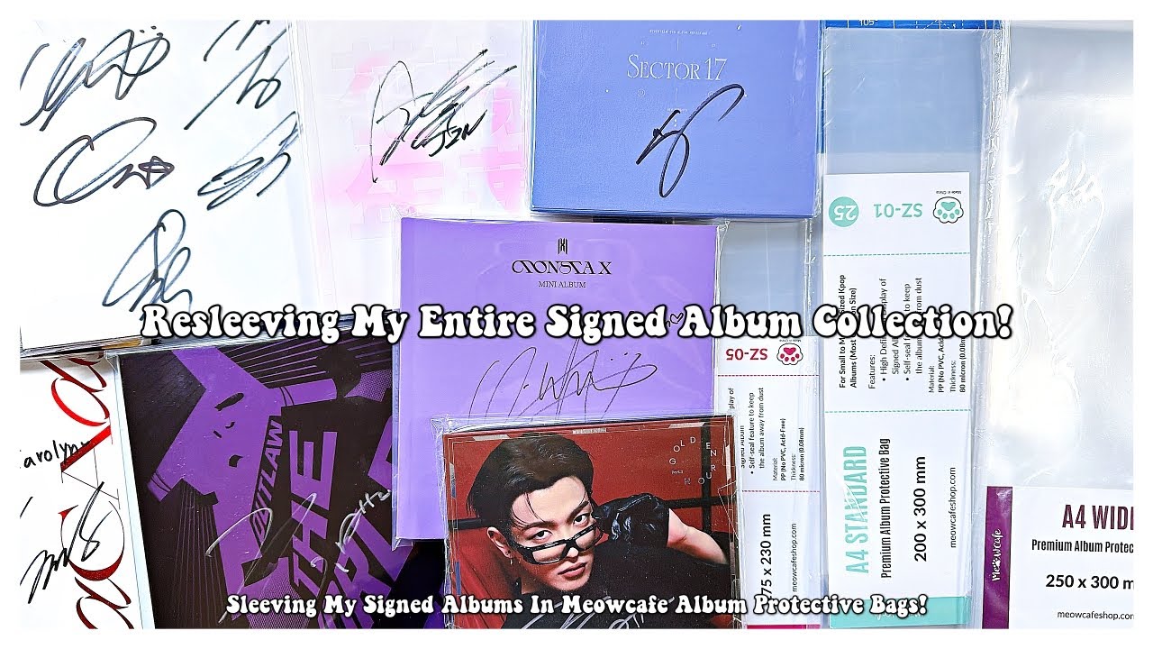 Resleeving My Entire Signed Album Collection! ✰ Sleeving My Albums In Meowcafe Protective Bags!