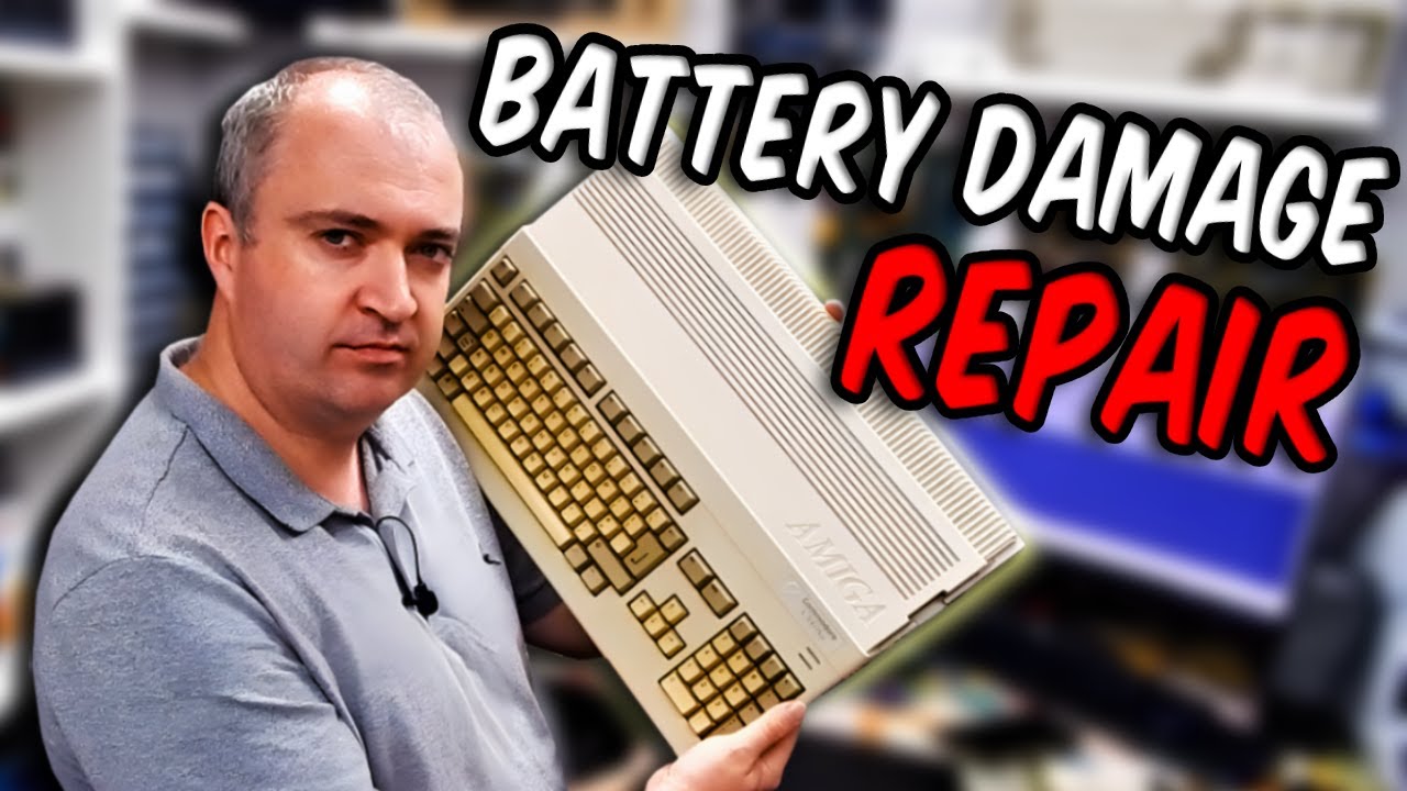 Amiga 500 Plus with battery damage and an unexpected expansion