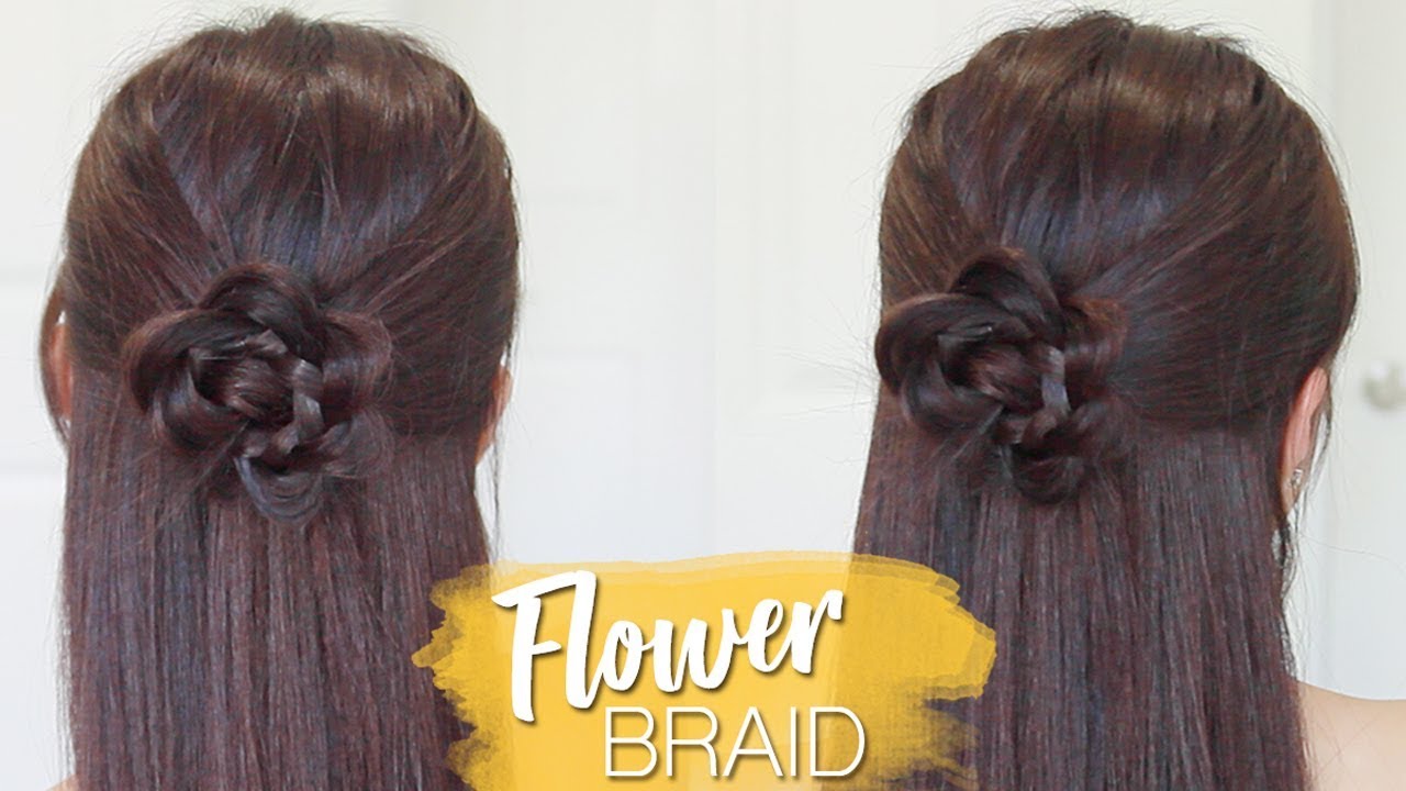 Flower Braid Half Updo Hairstyle | Hair Tutorial