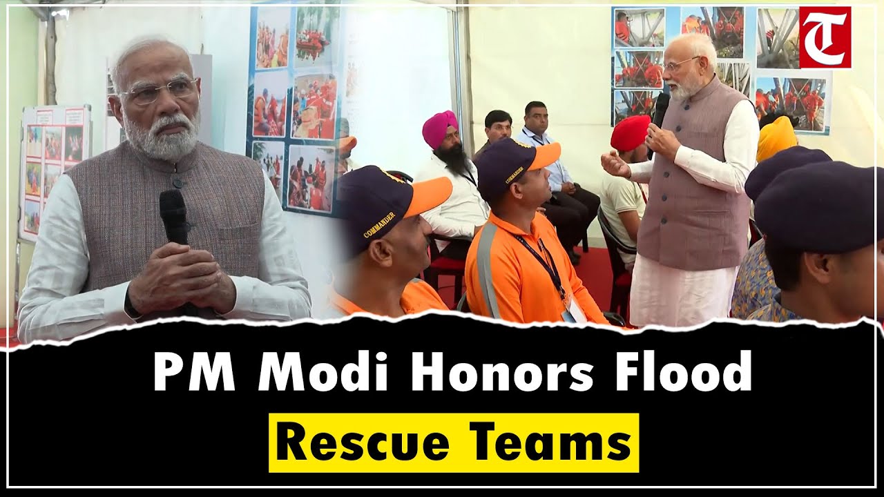 PM Modi Meets NDRF, SDRF & Aapda Mitra Teams in Gurdaspur Flood Rescue Operations