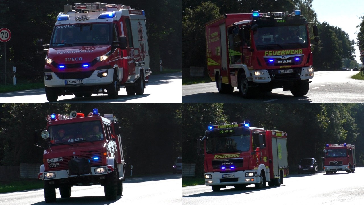 [Feuer im Industriegebiet Breitenburg !] Einsatzfahrten Jugendfeuerwehren Amt Breitenburg