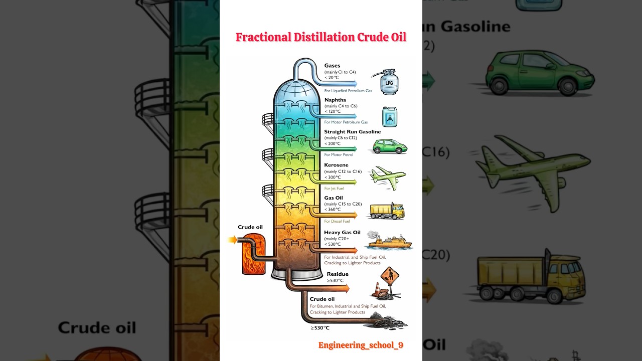 Crude Oil Fractional Distillation Process |Petroleum Products  Separation| LPG Gas making processes