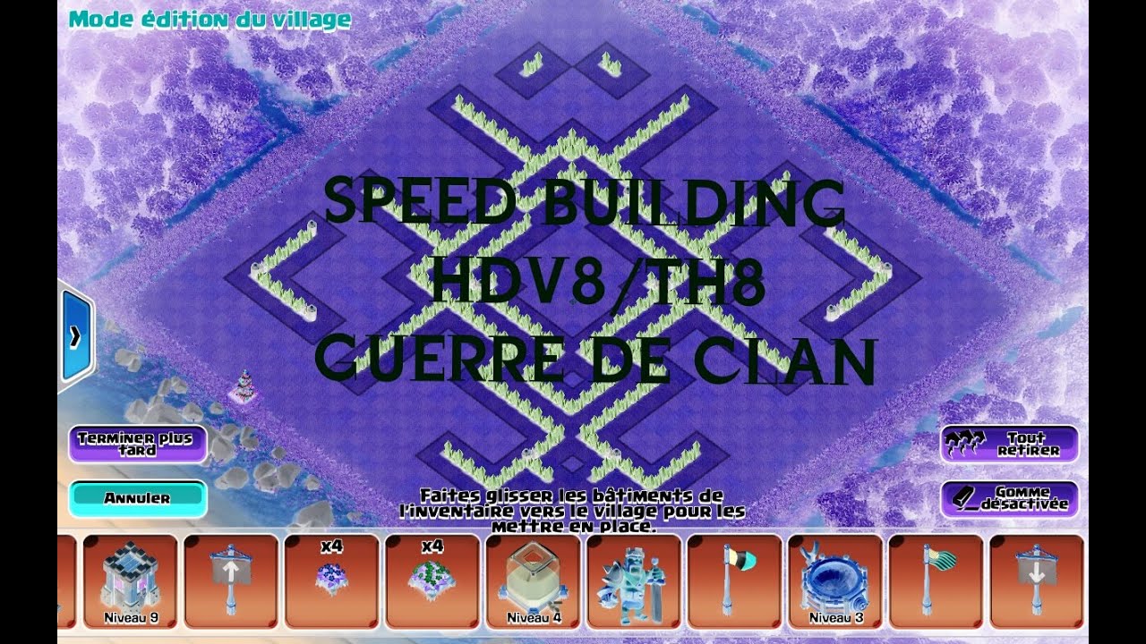 SPEED BUILDING HDV8 GDC / TH8 WAR anti 3 étoile avec le propulseur d’air ( air sweeper)+gameplay