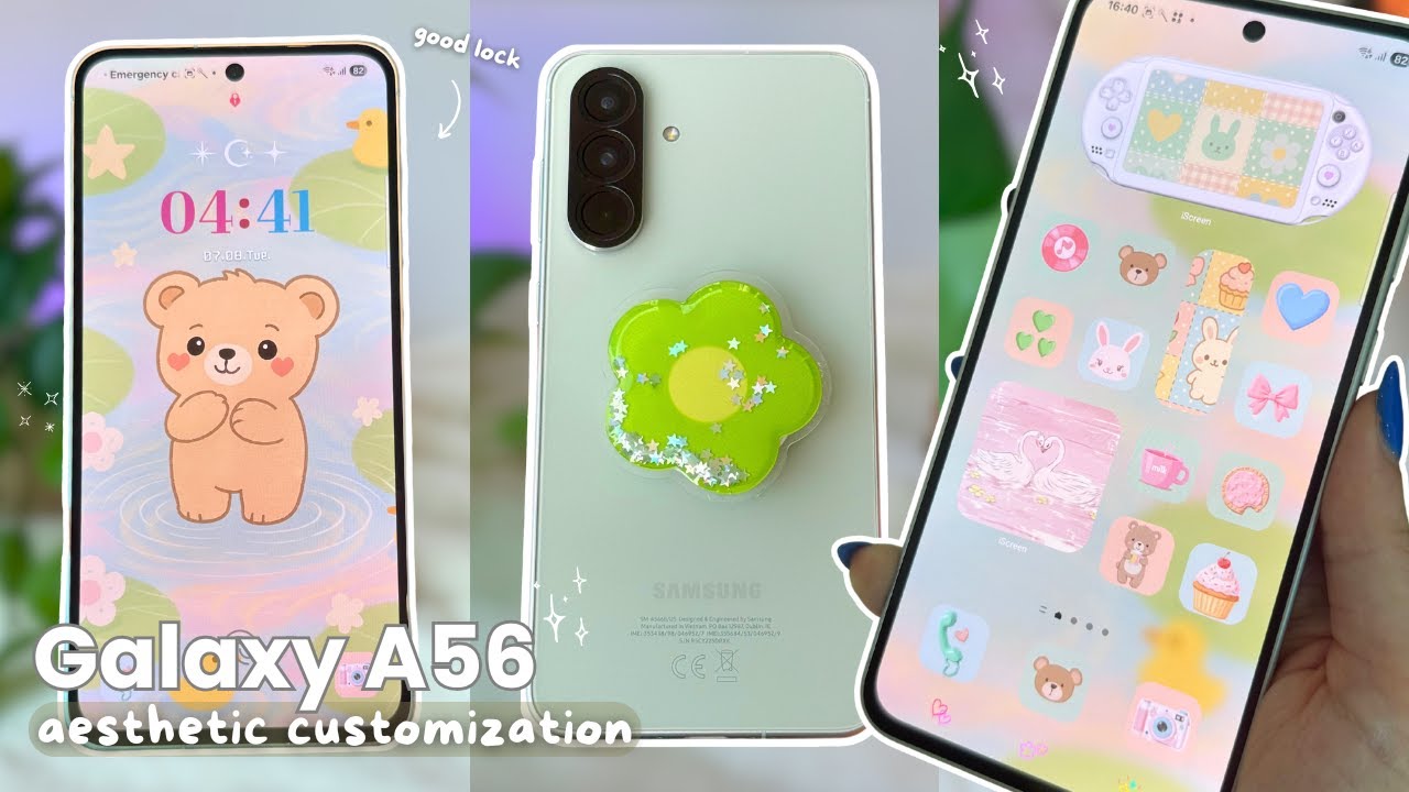 Samsung Galaxy A56 customization 🧸🍃 cute aesthetic widgets & icons + good lock