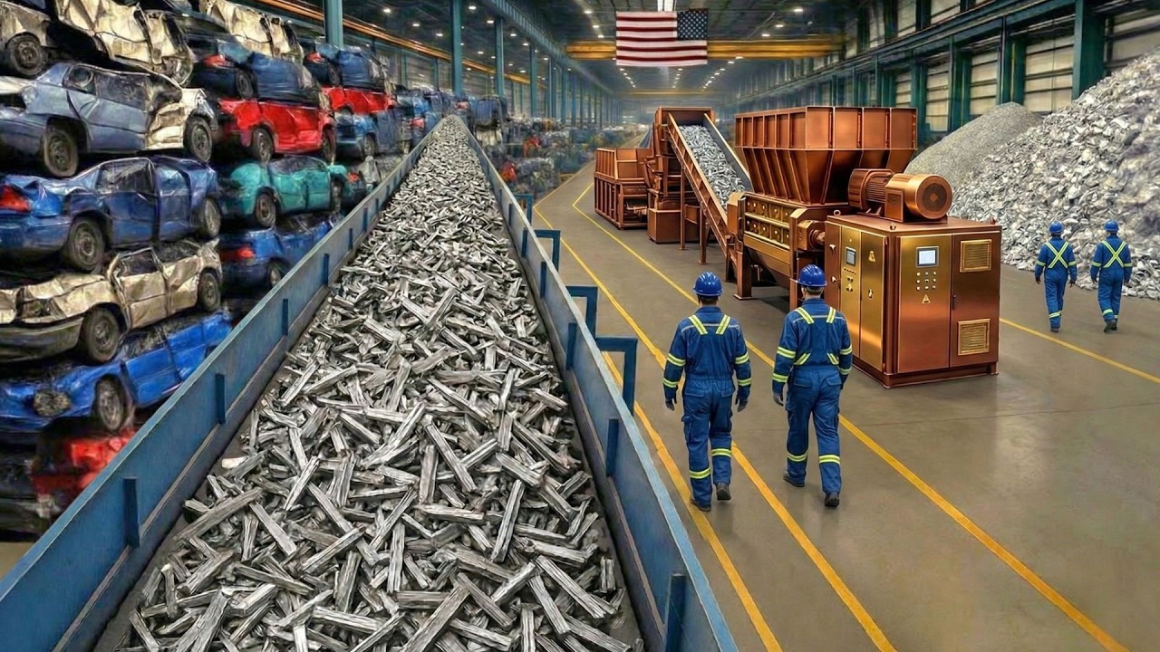 HOW MILLIONS OF SCRAP CARS ARE TURNED INTO NEW STEEL | GIANT AUTO RECYCLING LINE