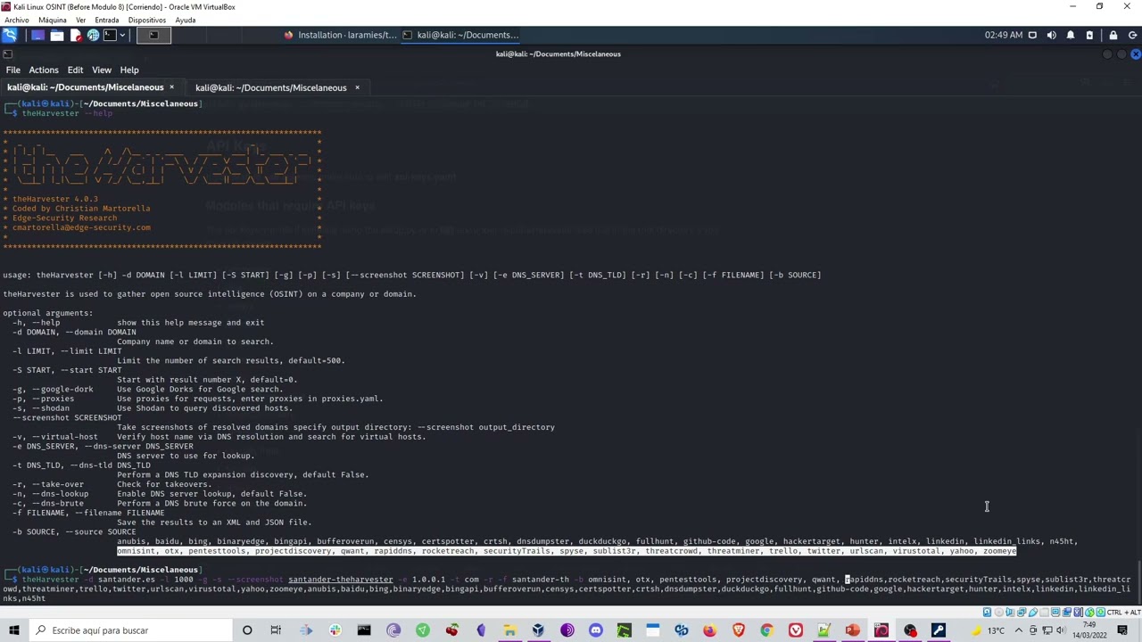 OSINT con Linux - Modulo 8.1: TheHarvester